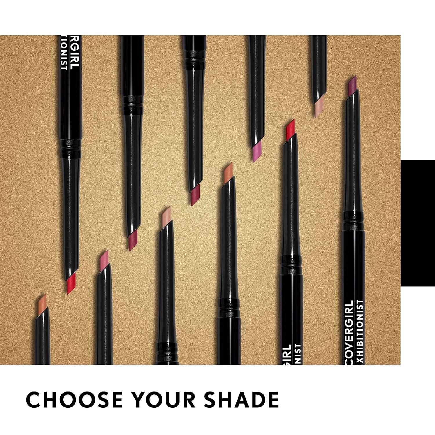imageCOVERGIRL Exhibitionist AllDay Lip Liner Retractable Tip Easy application Smudge Transfer Mask Proof 100 CrueltyFreeGarnet Red 225