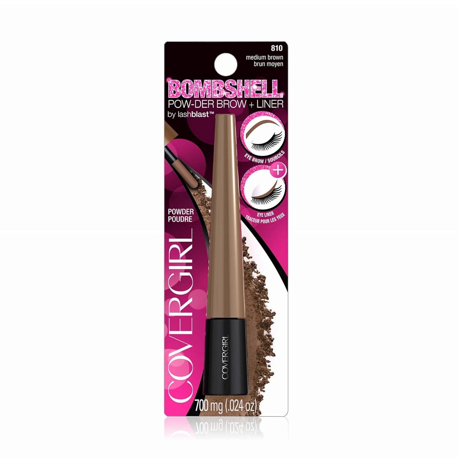 imageCOVERGIRL Bombshell POWder Brow amp Line Eyebrow Powder Medium Brown 810 24 oz packaging may varyMedium Brown 810