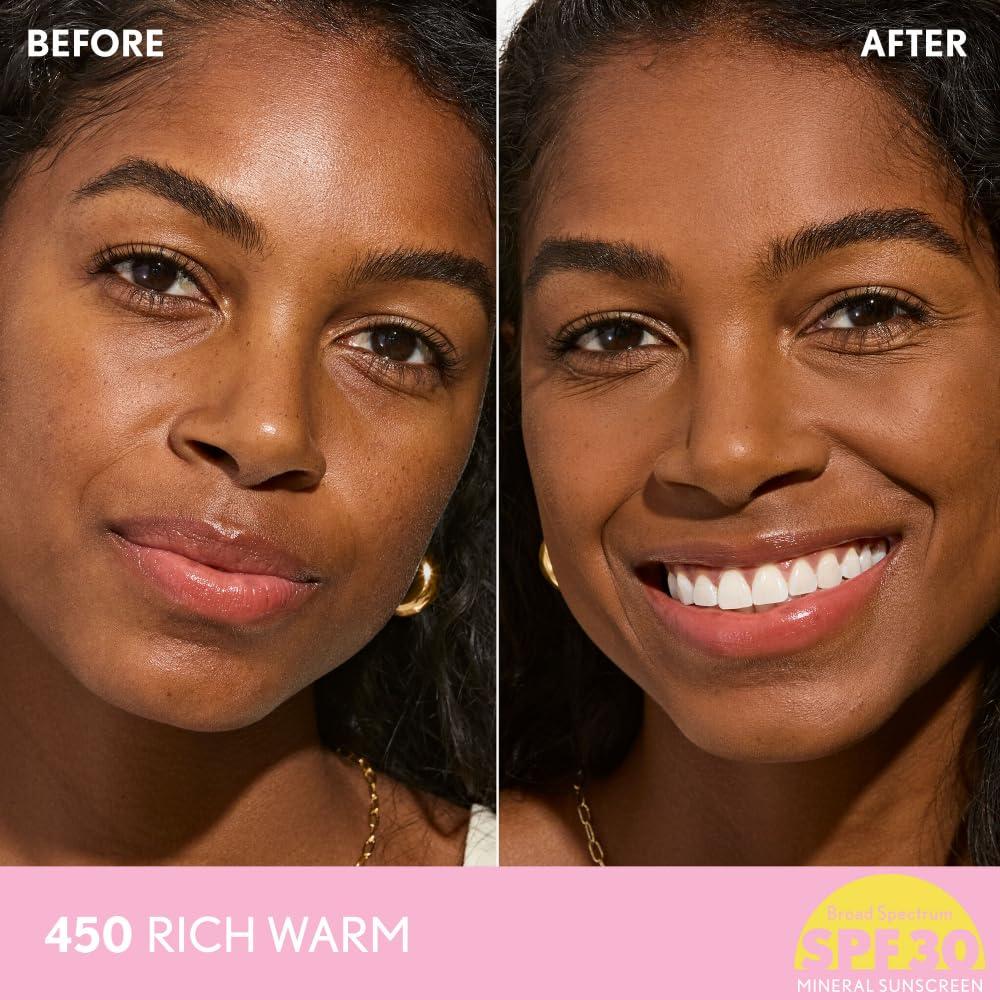 imageCOVERGIRL Clean Fresh Blurring Skin Tint with SPF 30 410 Fair Neutral Liquid Foundation Soft Matte Finish Smooths Brightens Blurs Pores Mineral Sunscreen Vegan FormulaSPF 450 Rich Warm