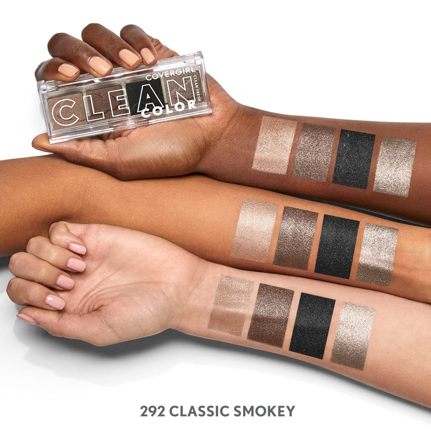 imageCOVERGIRL Clean Fresh Clean Color Eyeshadow Palette Shimmer Finish Vegan Formula Classic Smokey 4g 014 oz