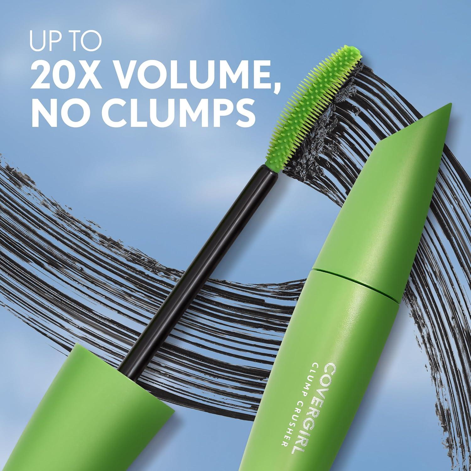 imageCOVERGIRL Clump Crusher Mascara 20X More Volume Double Sided Brush LongLasting Wear 800 Very Black Pack of 1840 Very Black Extensions