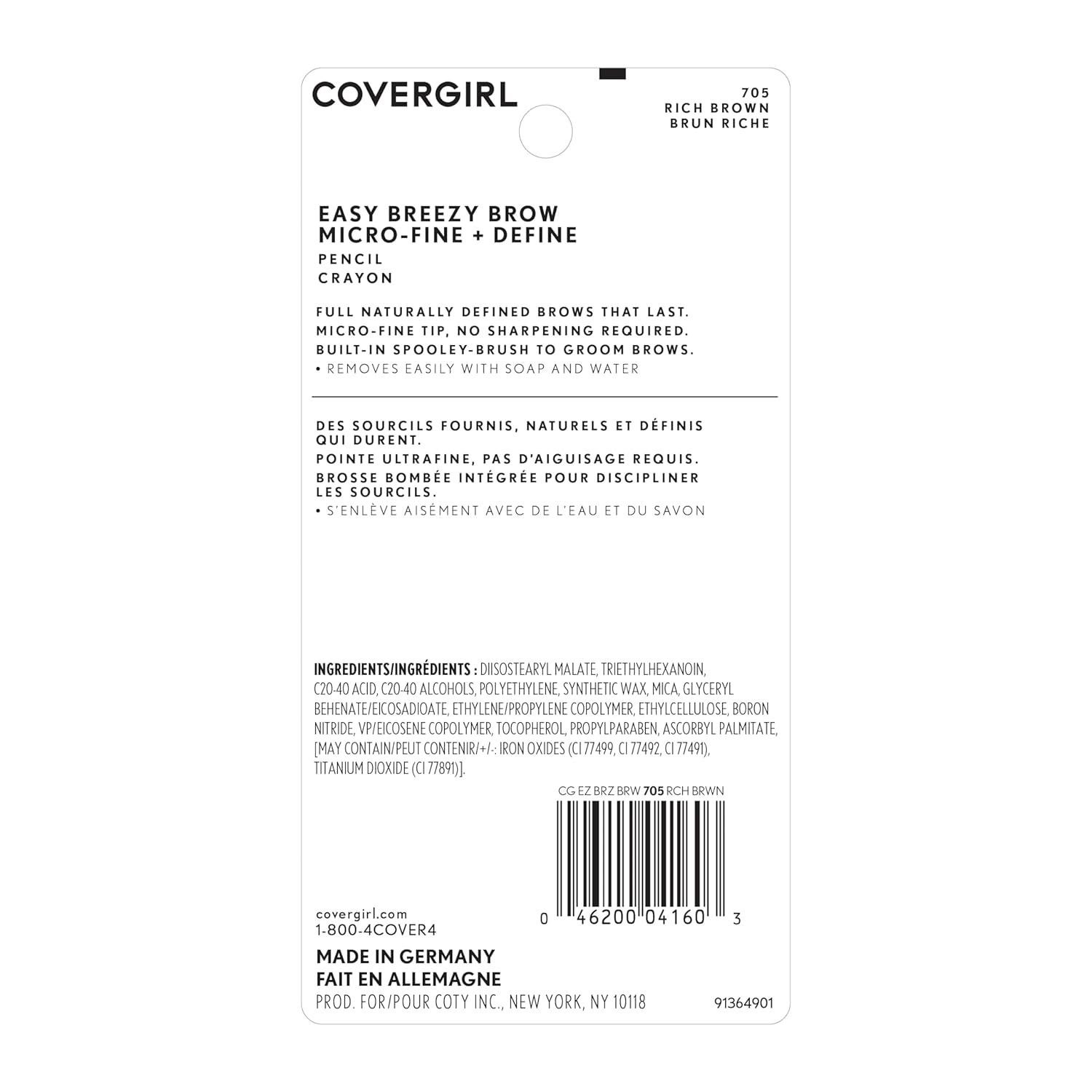imageCOVERGIRL Easy Breezy Brow MicroFine Define Pencil Soft Blonde 0003 Oz packaging may vary705 Rich Brown