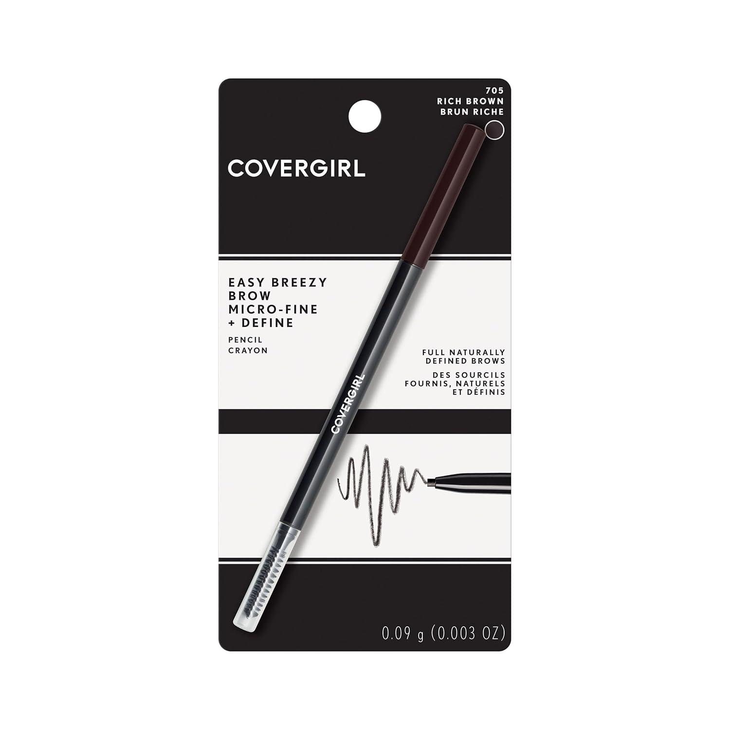 imageCOVERGIRL Easy Breezy Brow MicroFine Define Pencil Soft Blonde 0003 Oz packaging may vary705 Rich Brown