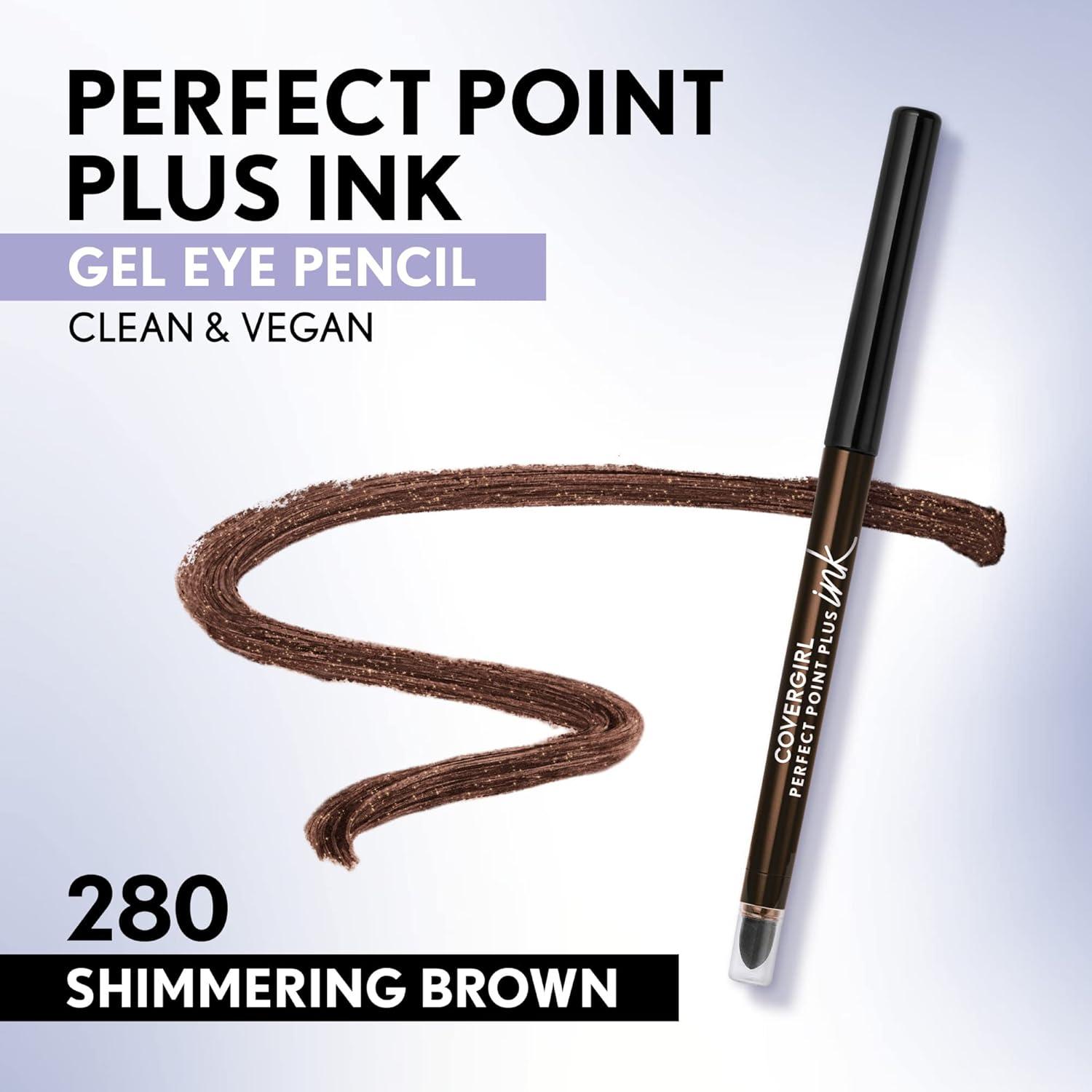 imageCOVERGIRL Perfect Point Plus Ink Gel Eye Pencil Pigmented LongWearing Vegan Formula Bronze Glow 285 001oz280 Shimmering Brown