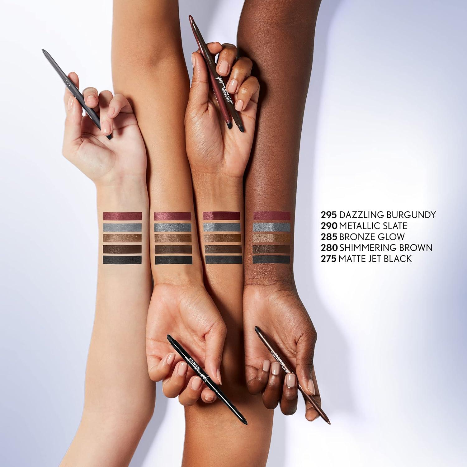 imageCOVERGIRL Perfect Point Plus Ink Gel Eye Pencil Pigmented LongWearing Vegan Formula Bronze Glow 285 001oz290 Metallic Slate
