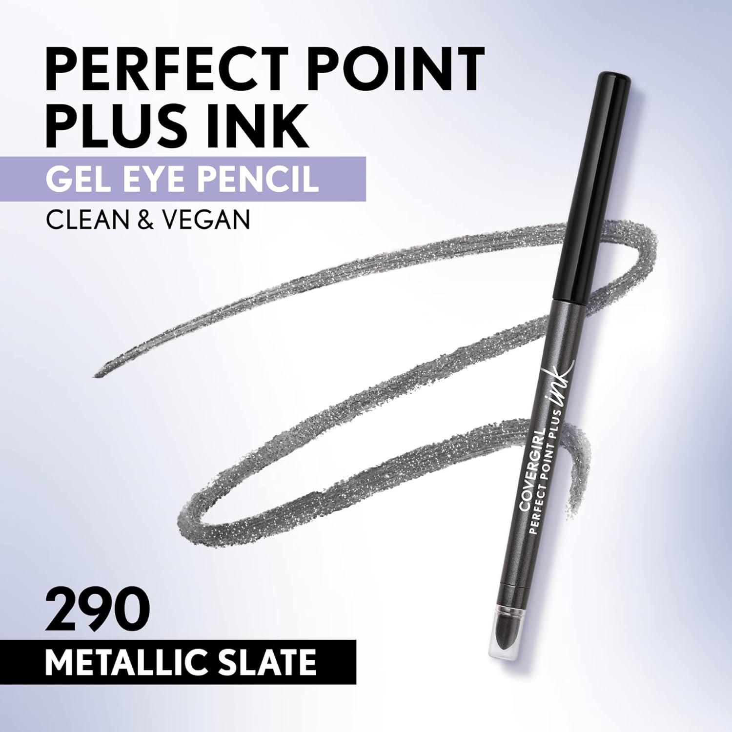 imageCOVERGIRL Perfect Point Plus Ink Gel Eye Pencil Pigmented LongWearing Vegan Formula Bronze Glow 285 001oz290 Metallic Slate