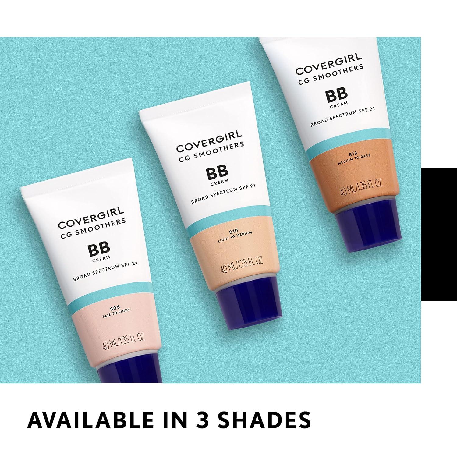 imageCOVERGIRL Smoothers Lightweight BB Cream 1 Tube 135 Ounce Light to Medium 810 Skin Tones Hydrating BB Cream with SPF 21 Sun Protection Packaging May VaryLight to Medium