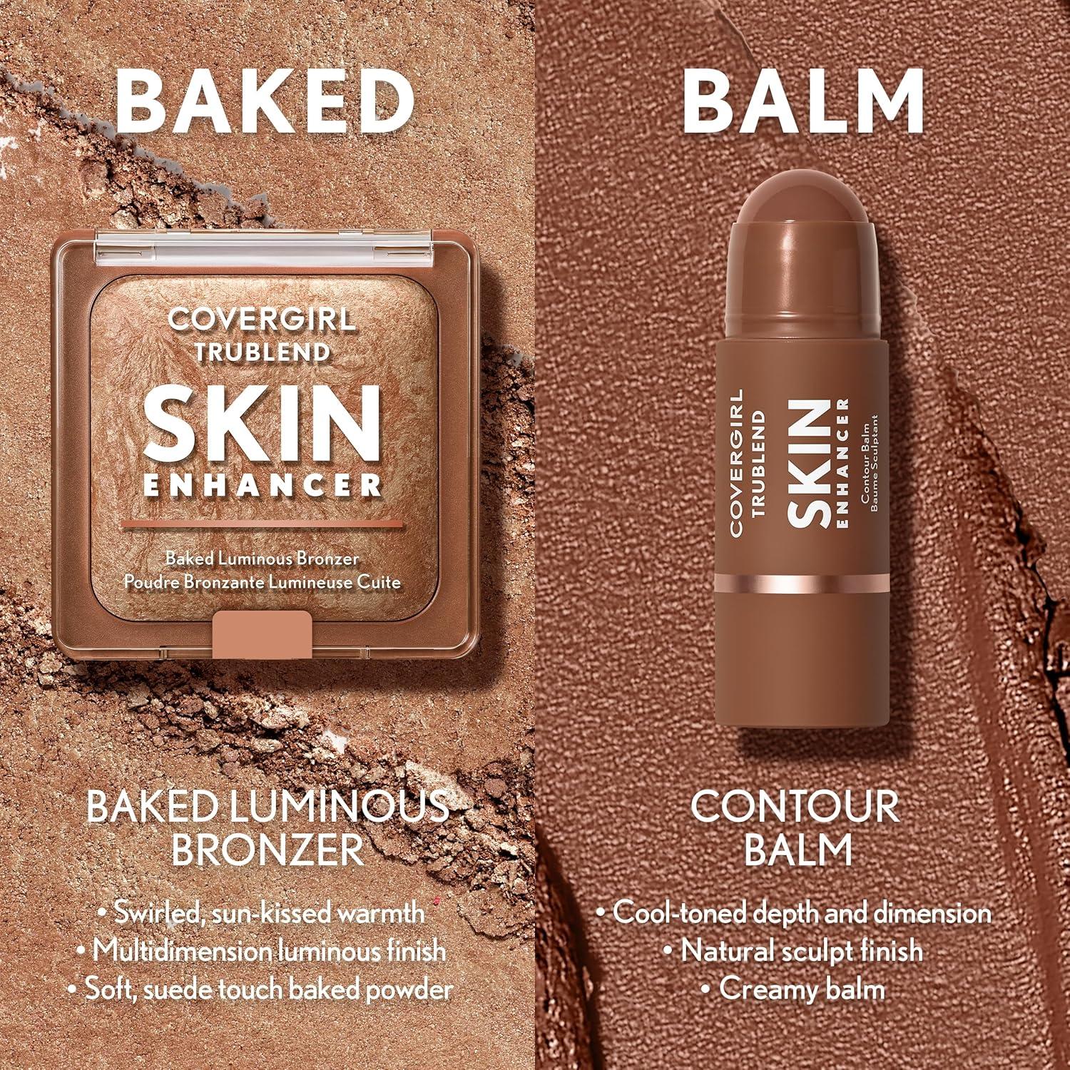 imageCOVERGIRL TruBlend Skin Enhancer Baked Luminous Bronzer with Hyaluronic Acid amp White Rose Extract Blends Seamlessly 330 Sweet Espresso Deep Bronze with Gold Swirls310 Toasted Butterscotch