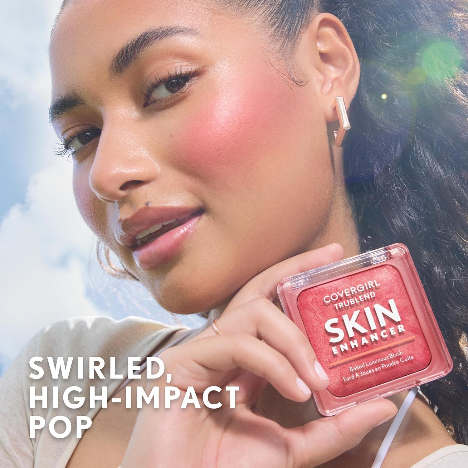 imageCOVERGIRL TruBlend Skin Enhancer Baked Luminous Bronzer with Hyaluronic Acid amp White Rose Extract Blends Seamlessly 330 Sweet Espresso Deep Bronze with Gold Swirls430 Berry Punch