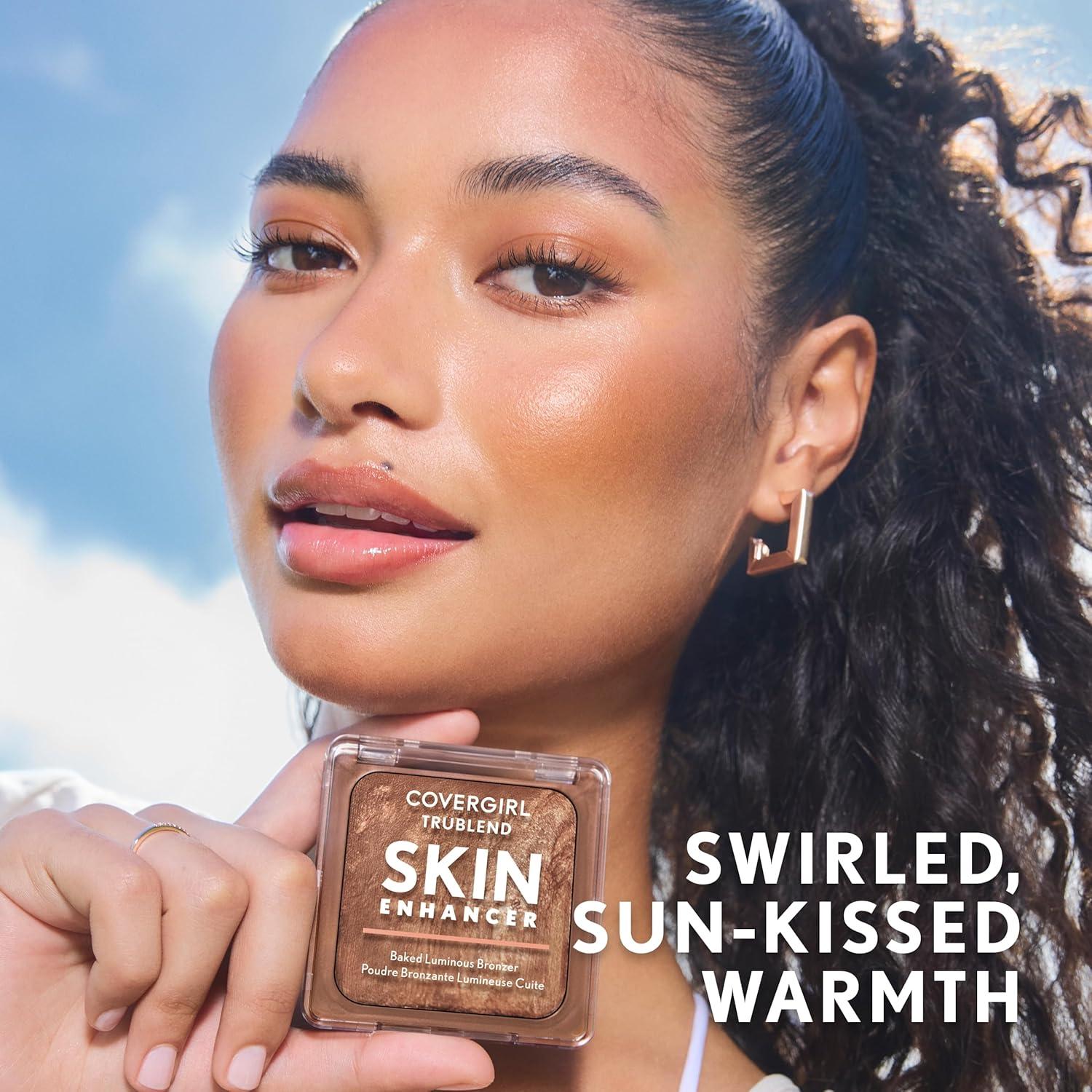 imageCOVERGIRL TruBlend Skin Enhancer Baked Luminous Bronzer with Hyaluronic Acid amp White Rose Extract Blends Seamlessly 330 Sweet Espresso Deep Bronze with Gold Swirls320 Caramel Truffle