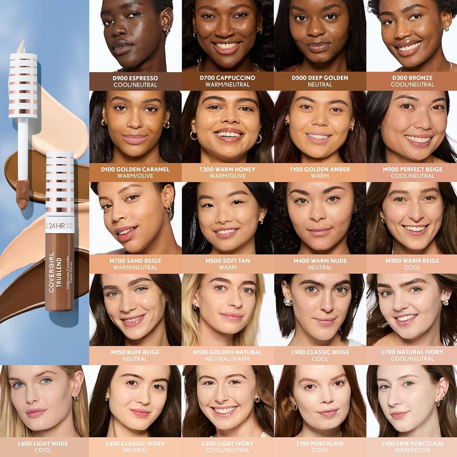 imageCOVERGIRL TruBlend Undercover Concealer Buildable Full Coverage 24Hour Wear Matte Finish L900 Classic Beige Packaging May VaryL200 Light Ivory