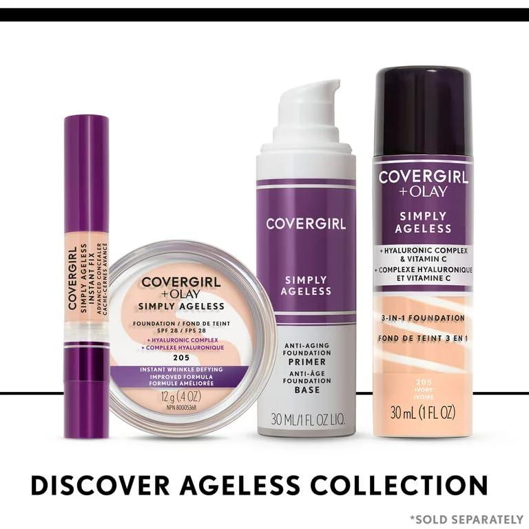 imageCOVERGIRL amp Olay Simply Ageless 3in1 Liquid Foundation Matte Finish Hyaluronic amp Vitamin C Formula 275 Soft Sable 1 Count260 Classic Tan
