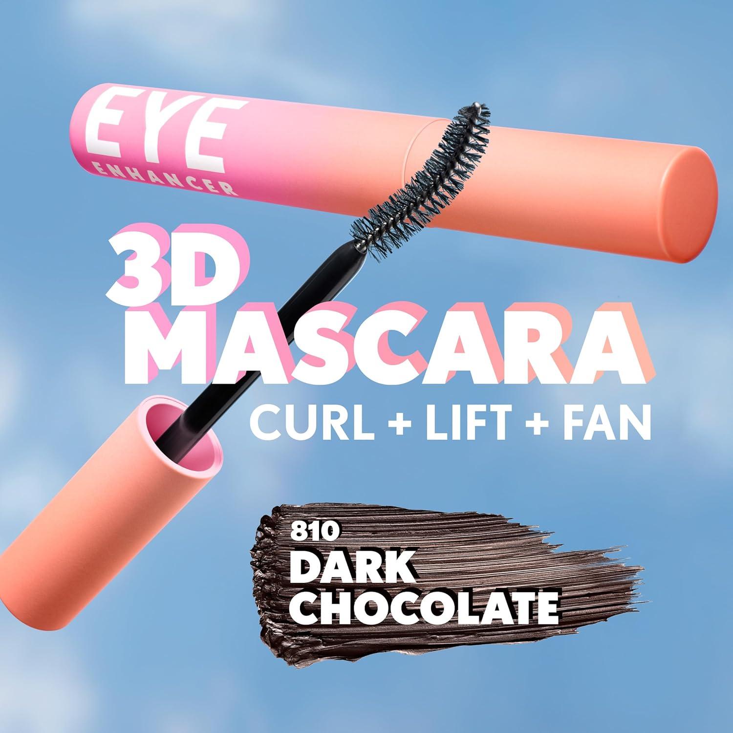 imageCoverGirl Eye Enhancer Intense Black 3D Mascara Curved Fiber Brush PlantBased Lifting Wax For All Lash Types 24Hour Wear TransferProof FlakeFree 030ozDark Chocolate