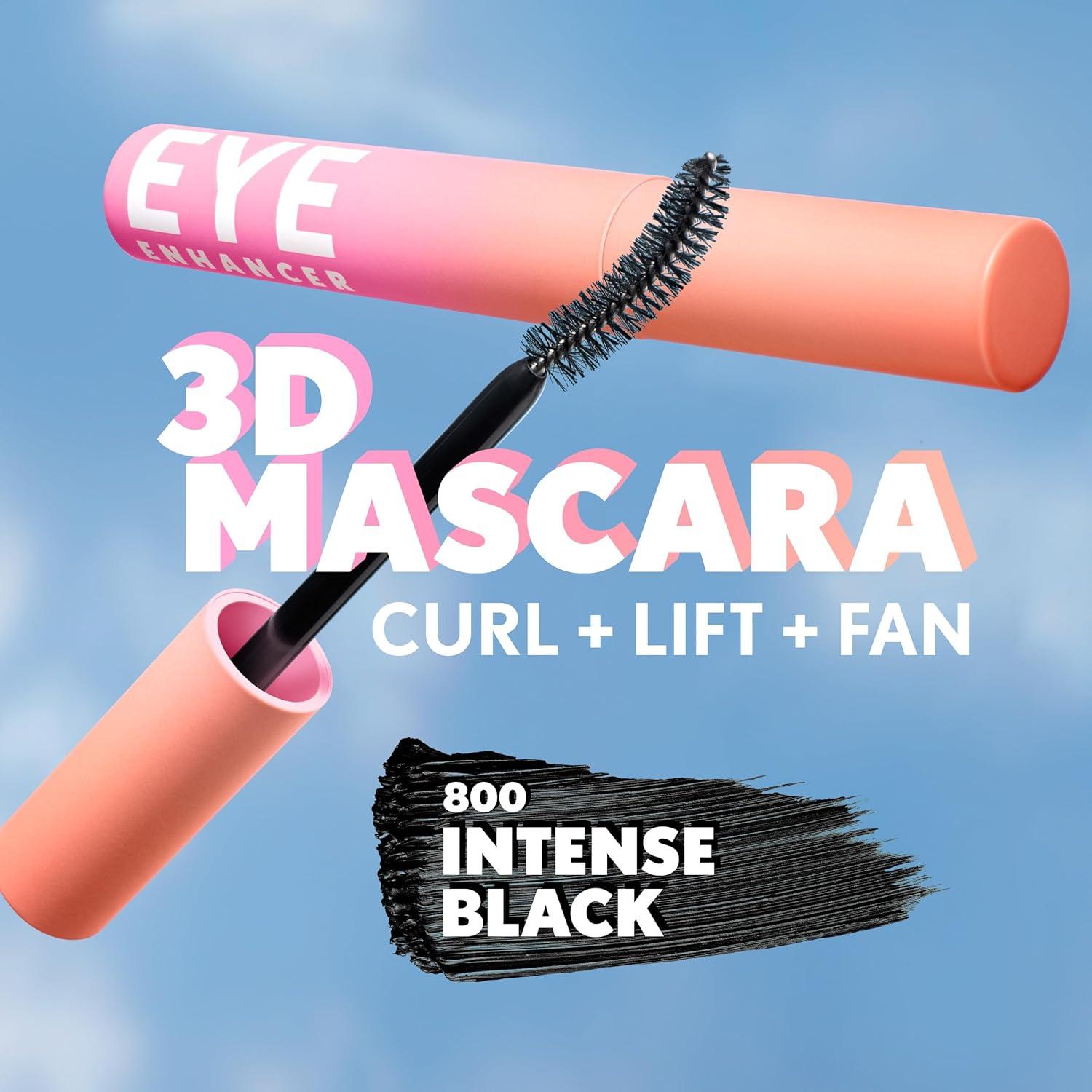 imageCoverGirl Eye Enhancer Intense Black 3D Mascara Curved Fiber Brush PlantBased Lifting Wax For All Lash Types 24Hour Wear TransferProof FlakeFree 030ozIntense Black