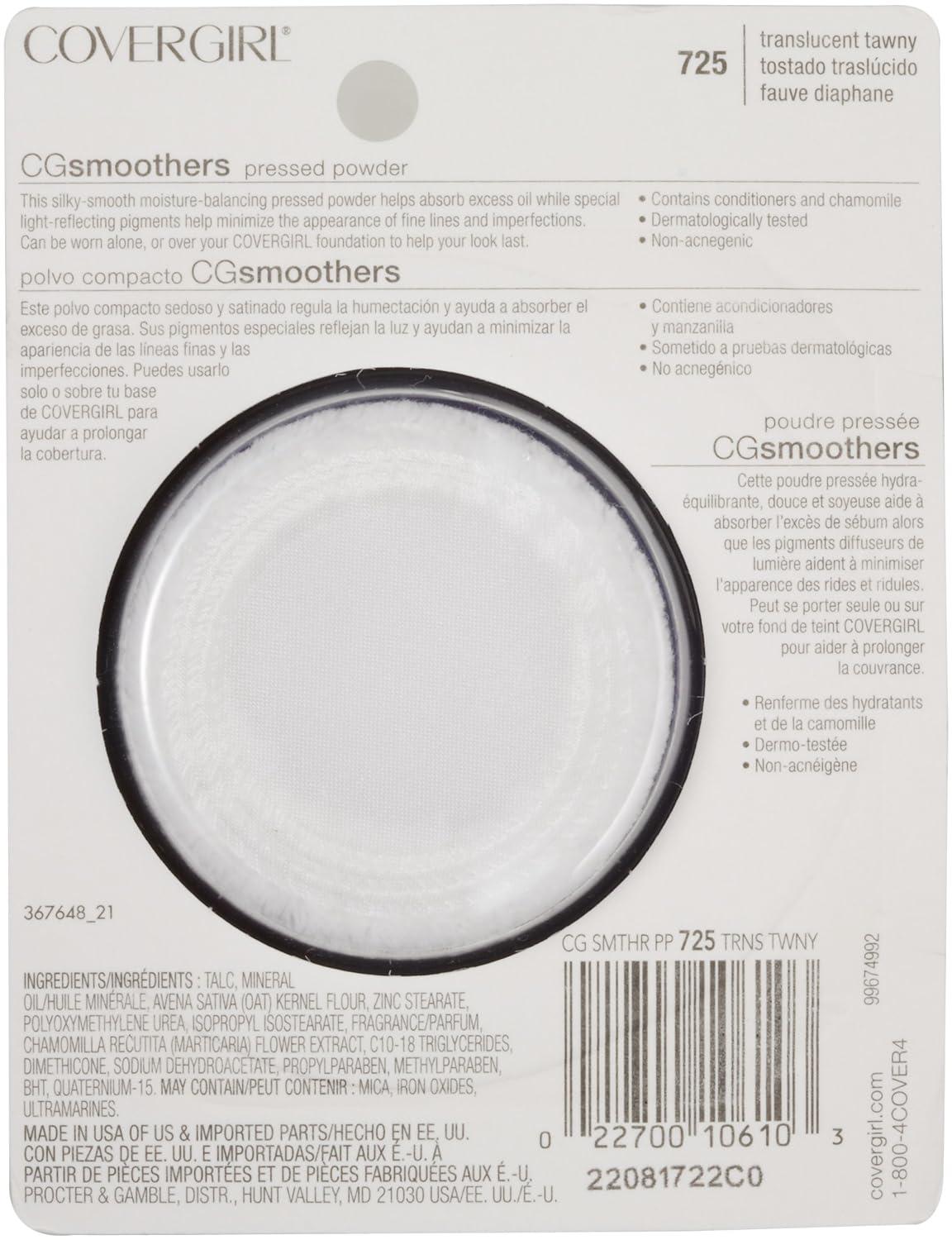 imageCoverGirl Smoothers Pressed Powder Foundation Translucent TawnyN725 032Ounce Packages Pack of 2Tawny 725