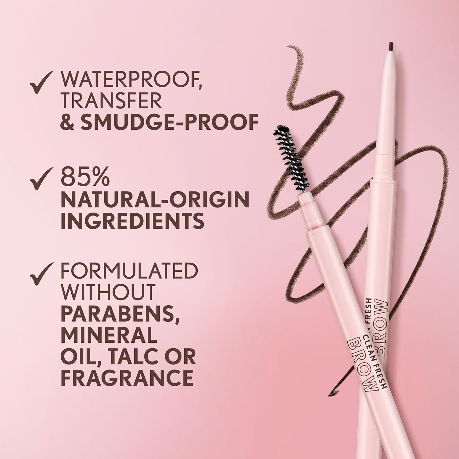 imageCovergirl Clean Fresh Brow Nano 600 Dark Brown Eyebrow Pencil UltraPrecise Tip Waterproof TransferResistant BuiltIn Spoolie Vegan Formula 0001ozAuburn