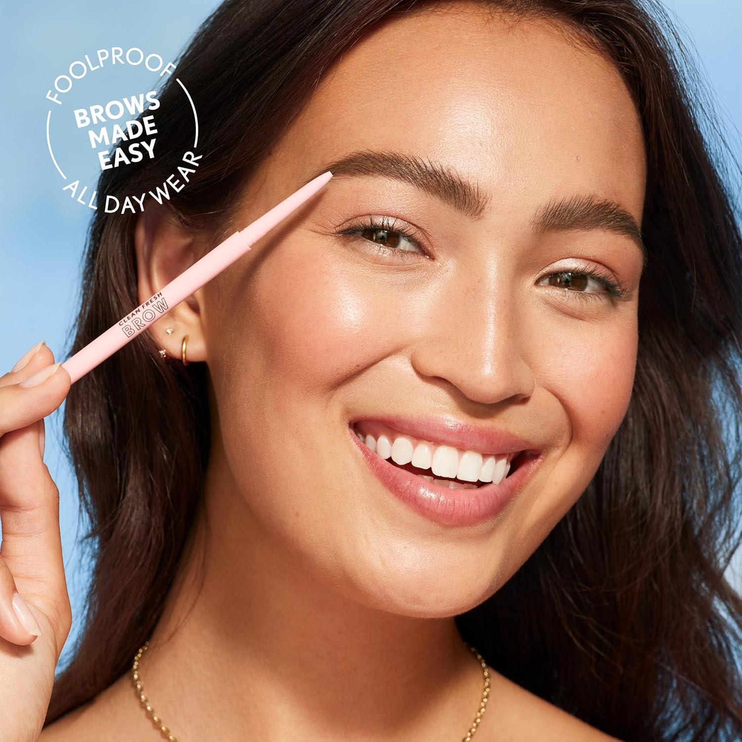 imageCovergirl Clean Fresh Brow Nano 600 Dark Brown Eyebrow Pencil UltraPrecise Tip Waterproof TransferResistant BuiltIn Spoolie Vegan Formula 0001ozAuburn
