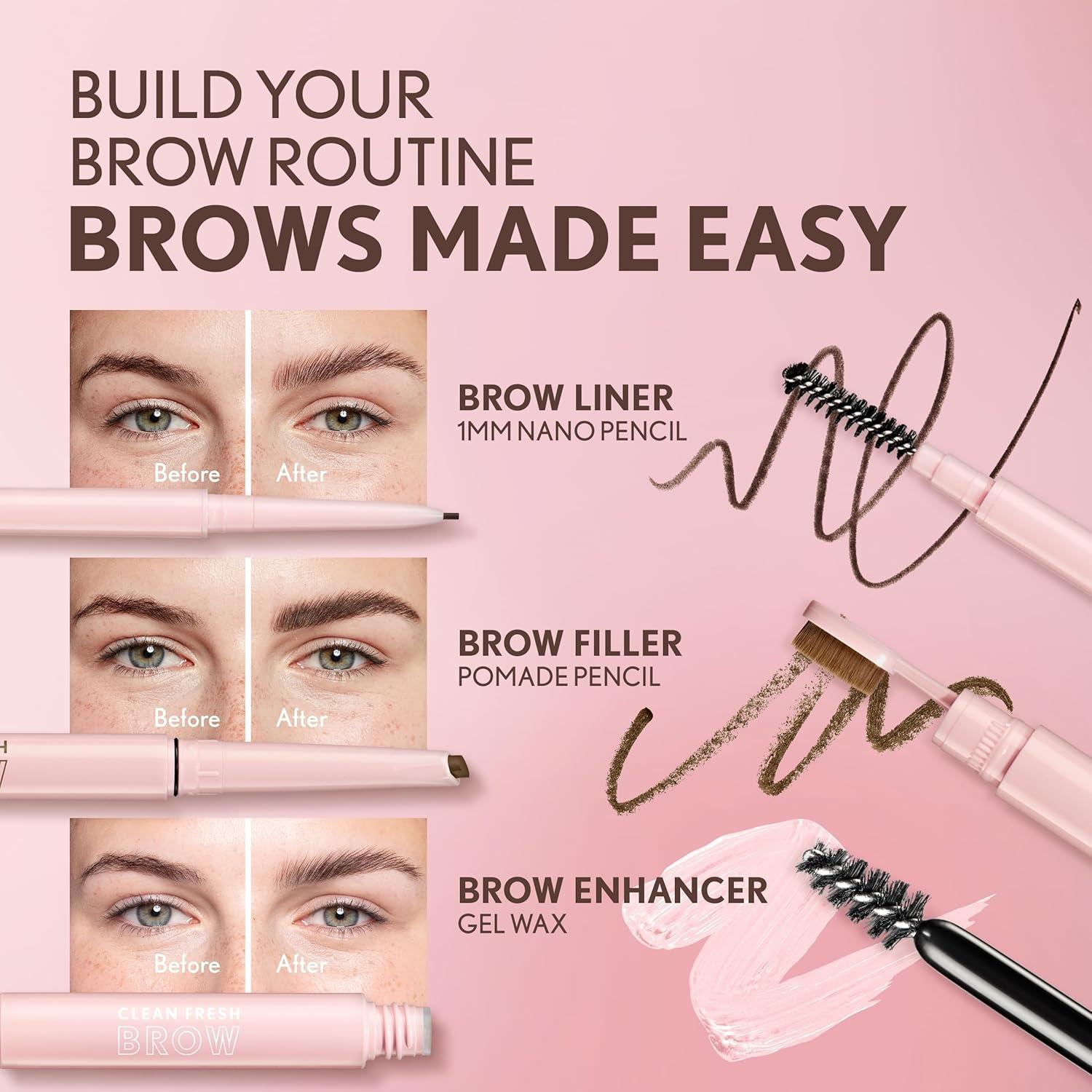 imageCovergirl Clean Fresh Brow Nano 600 Dark Brown Eyebrow Pencil UltraPrecise Tip Waterproof TransferResistant BuiltIn Spoolie Vegan Formula 0001ozMedium Brown