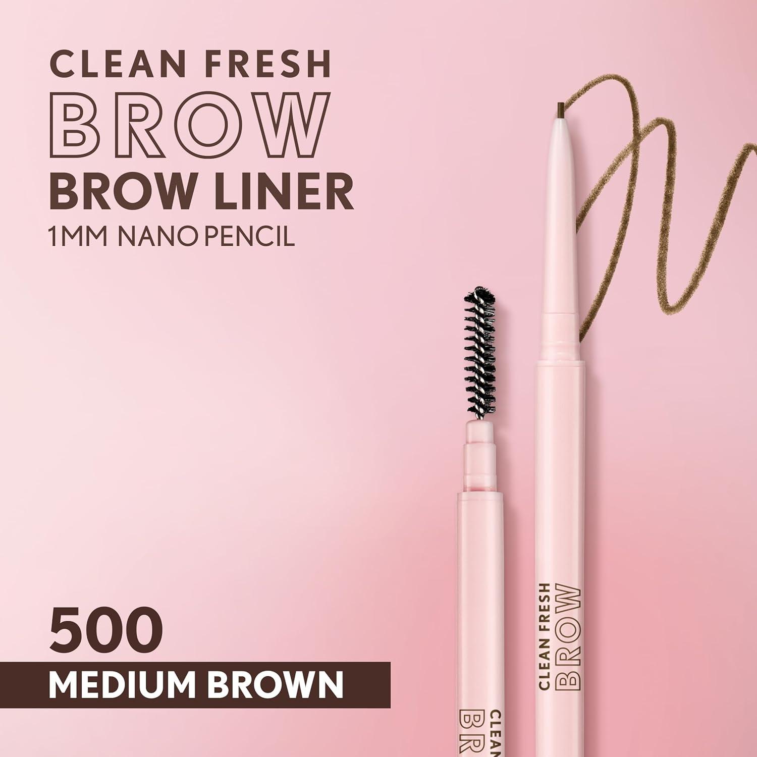 imageCovergirl Clean Fresh Brow Nano 600 Dark Brown Eyebrow Pencil UltraPrecise Tip Waterproof TransferResistant BuiltIn Spoolie Vegan Formula 0001ozMedium Brown
