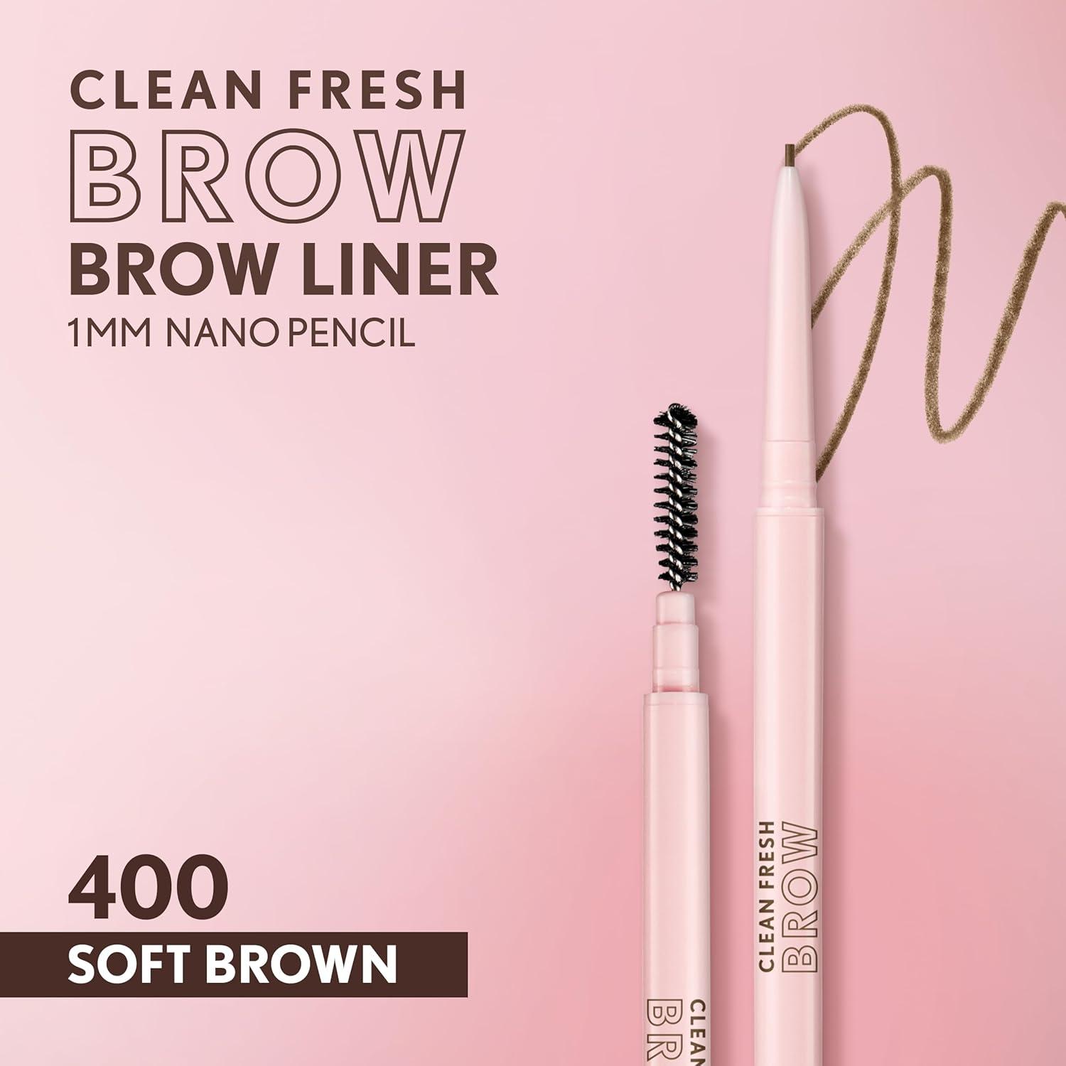 imageCovergirl Clean Fresh Brow Nano 600 Dark Brown Eyebrow Pencil UltraPrecise Tip Waterproof TransferResistant BuiltIn Spoolie Vegan Formula 0001ozSoft Brown