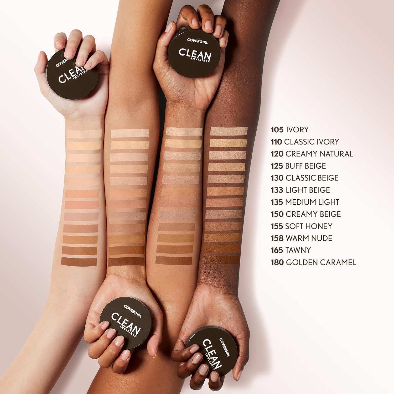 imageCovergirl Clean Invisible Pressed Powder Lightweight Breathable Vegan Formula Warm Nude 158 038oz135 Medium Light