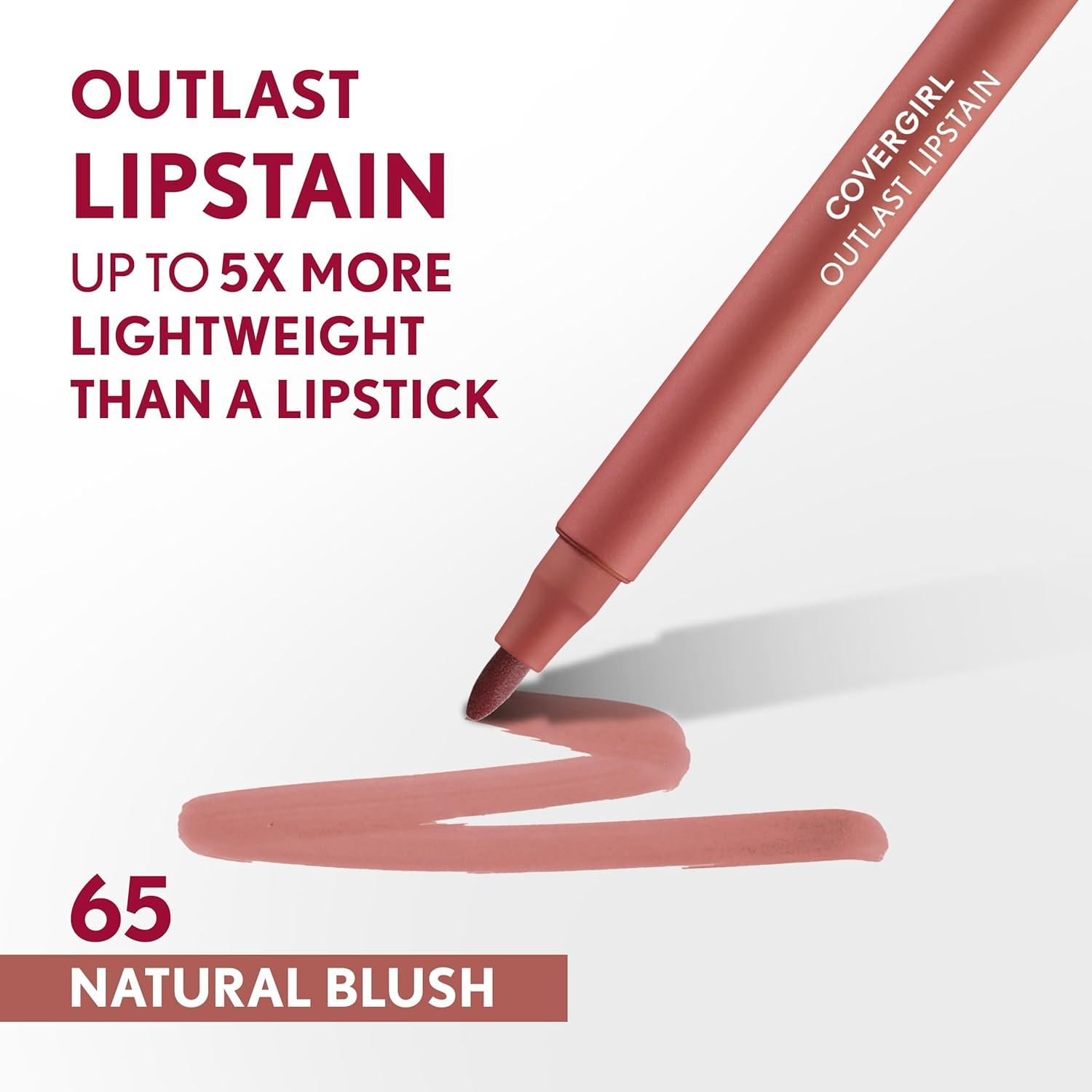 imageCovergirl Outlast 05 AllStar Lipstain Smooth Application Precise PenLike Tip TransferProof Satin Stained Finish Vegan Formula 006oz65 Natural Blush