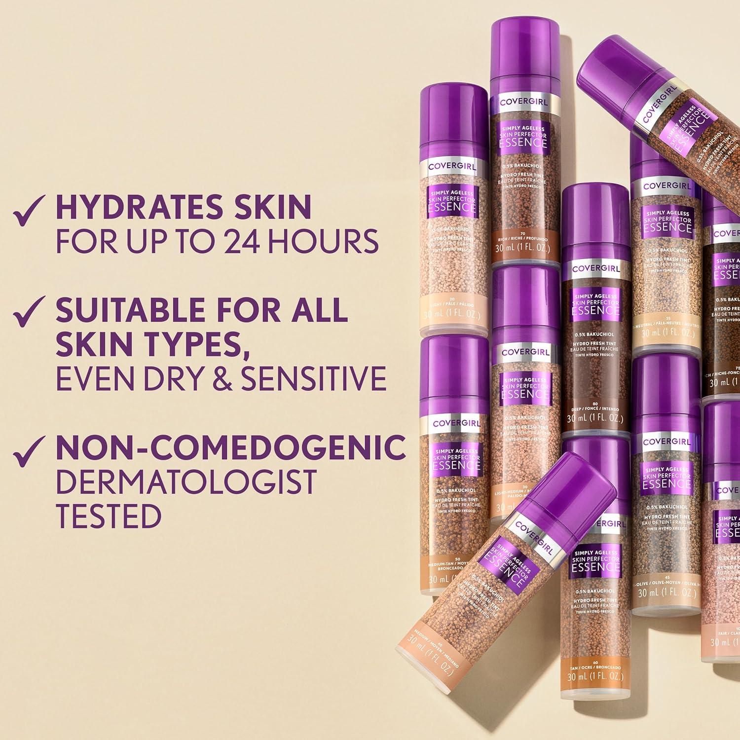 imageCovergirl Simply Ageless Skin Perfector Essence Foundation 75 RichDeep Tinted Skincare Makeup Hybrid Sheer Tint Radiant Finish Glowy Finish Vegan Formula 10oz75 RichDeep