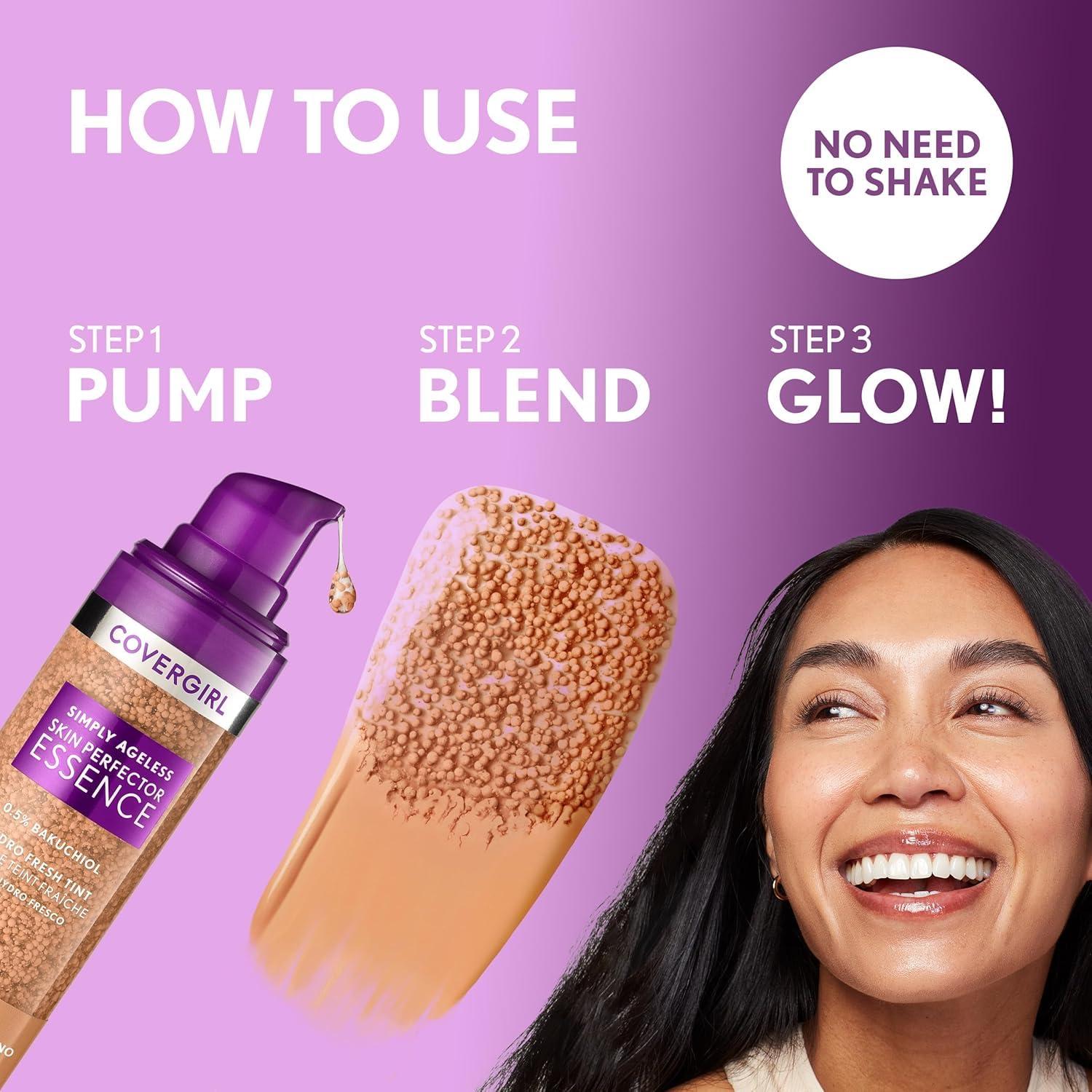 imageCovergirl Simply Ageless Skin Perfector Essence Foundation 75 RichDeep Tinted Skincare Makeup Hybrid Sheer Tint Radiant Finish Glowy Finish Vegan Formula 10oz75 RichDeep