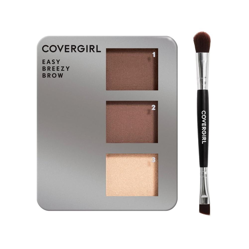 imageCOVERGIRL  Easy Breezy Brow Powder Kit three shades brow definer professional doubleended angled brush effortlessPackaging May VaryHONEY BROWN