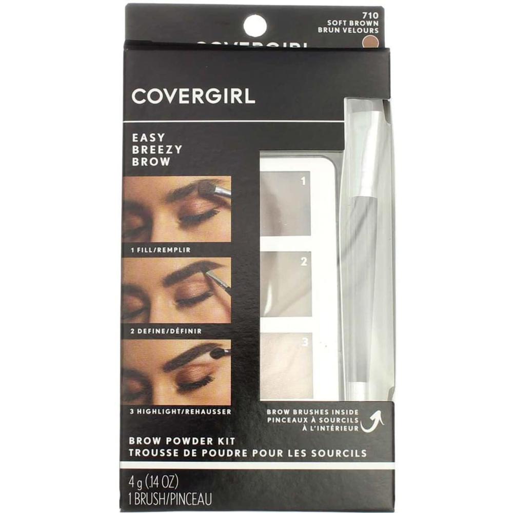 imageCOVERGIRL Easy Breezy Brow Powder Kit three shades brow definer professional doubleended angled brush effortlessPackaging May VarySOFT BROWN