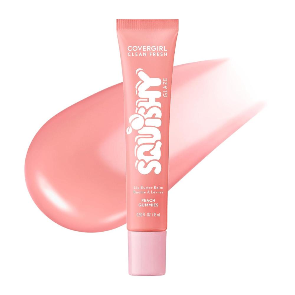 imageCOVERGIRL Clean Fresh Squishy Glaze Lip Butter Balm Flavored NonSticky with Vitamin E amp Shea Butter  120 Cotton Candy Grapes Sheer Mint180 Peach Gummies Sheer Peach Pink