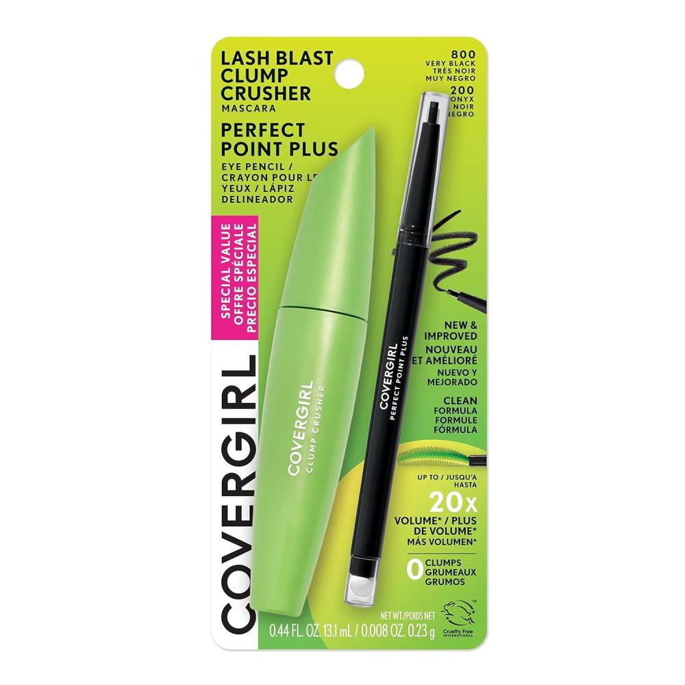 imageCOVERGIRL Clump Crusher Mascara 20X More Volume Double Sided Brush LongLasting Wear  800 Very Black Pack of 1Twin Pack  800 Very Black Black Onyx