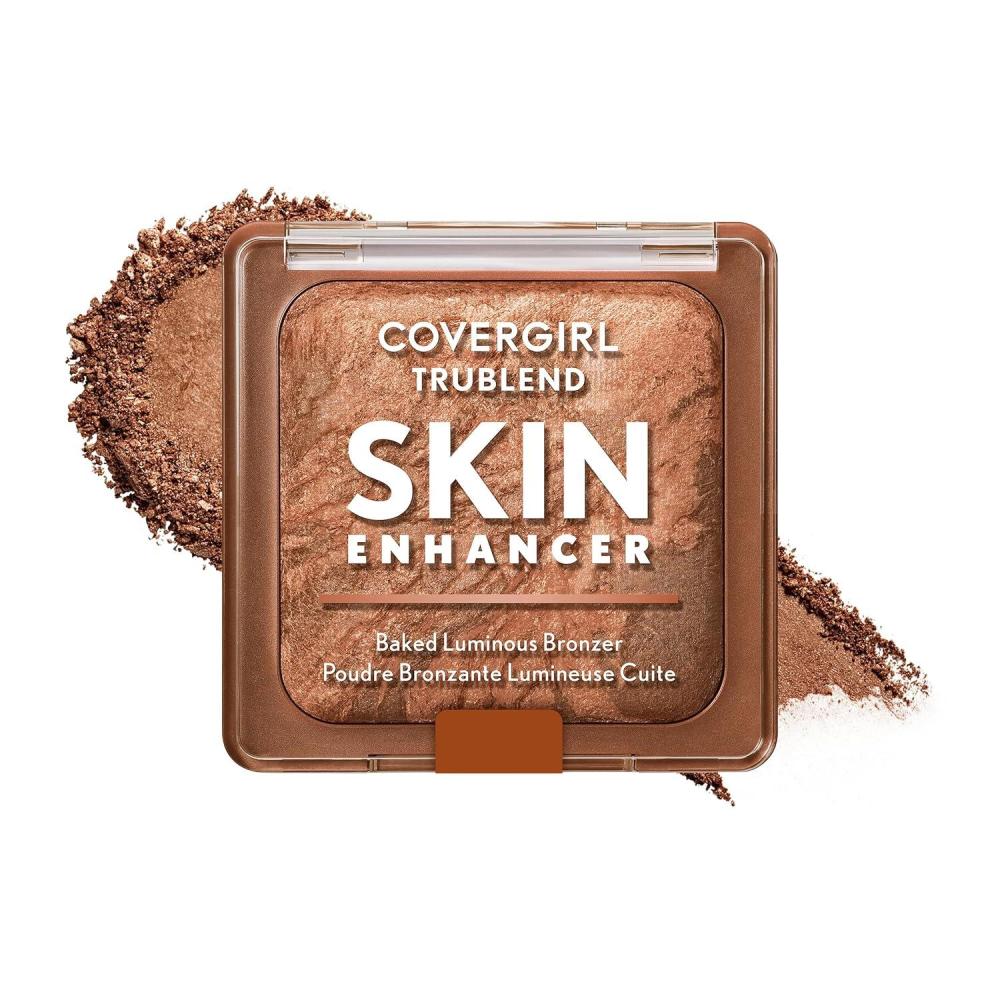 imageCOVERGIRL TruBlend Skin Enhancer Baked Luminous Bronzer with Hyaluronic Acid amp White Rose Extract Blends Seamlessly 330 Sweet Espresso Deep Bronze with Gold Swirls320 Caramel Truffle