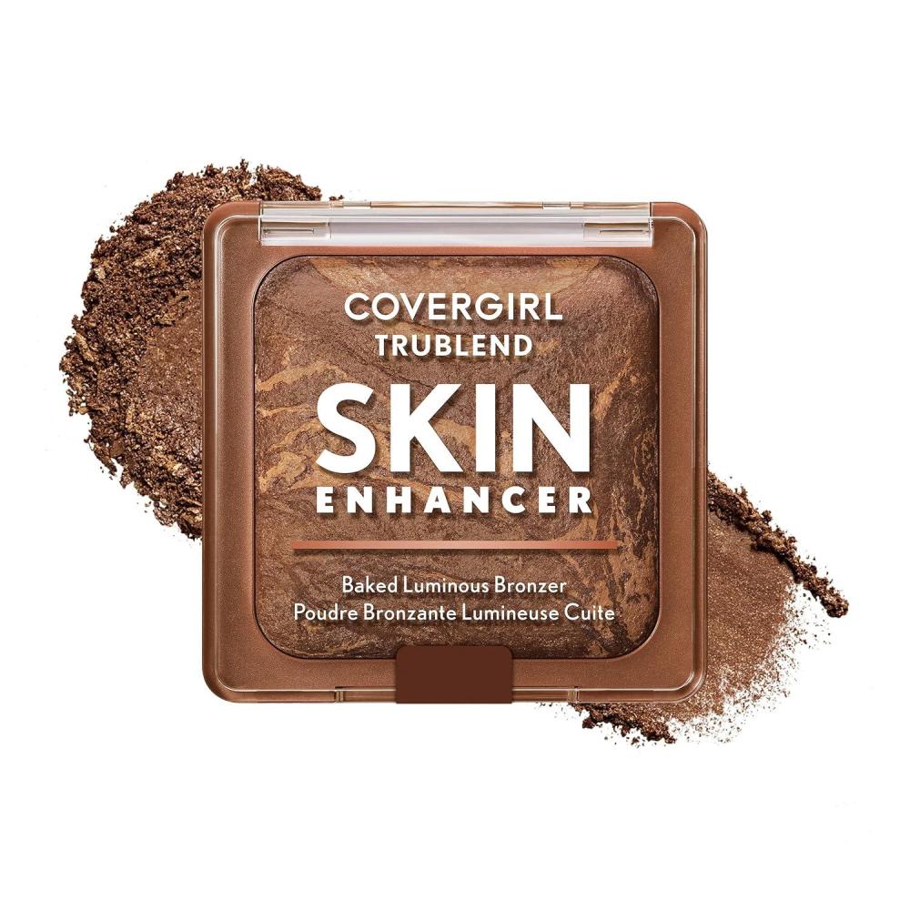 imageCOVERGIRL TruBlend Skin Enhancer Baked Luminous Bronzer with Hyaluronic Acid amp White Rose Extract Blends Seamlessly 330 Sweet Espresso Deep Bronze with Gold Swirls330 Sweet Espresso