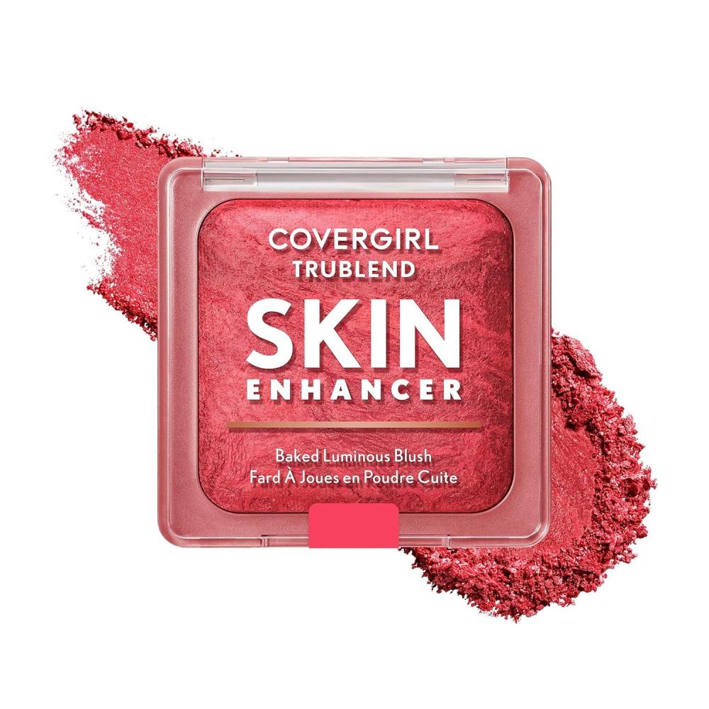 imageCOVERGIRL TruBlend Skin Enhancer Baked Luminous Bronzer with Hyaluronic Acid amp White Rose Extract Blends Seamlessly  330 Sweet Espresso Deep Bronze with Gold Swirls420 Strawberry Drizzle