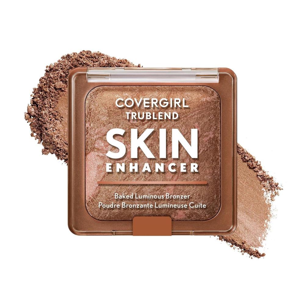 imageCOVERGIRL TruBlend Skin Enhancer Baked Luminous Bronzer with Hyaluronic Acid amp White Rose Extract Blends Seamlessly 330 Sweet Espresso Deep Bronze with Gold Swirls310 Toasted Butterscotch