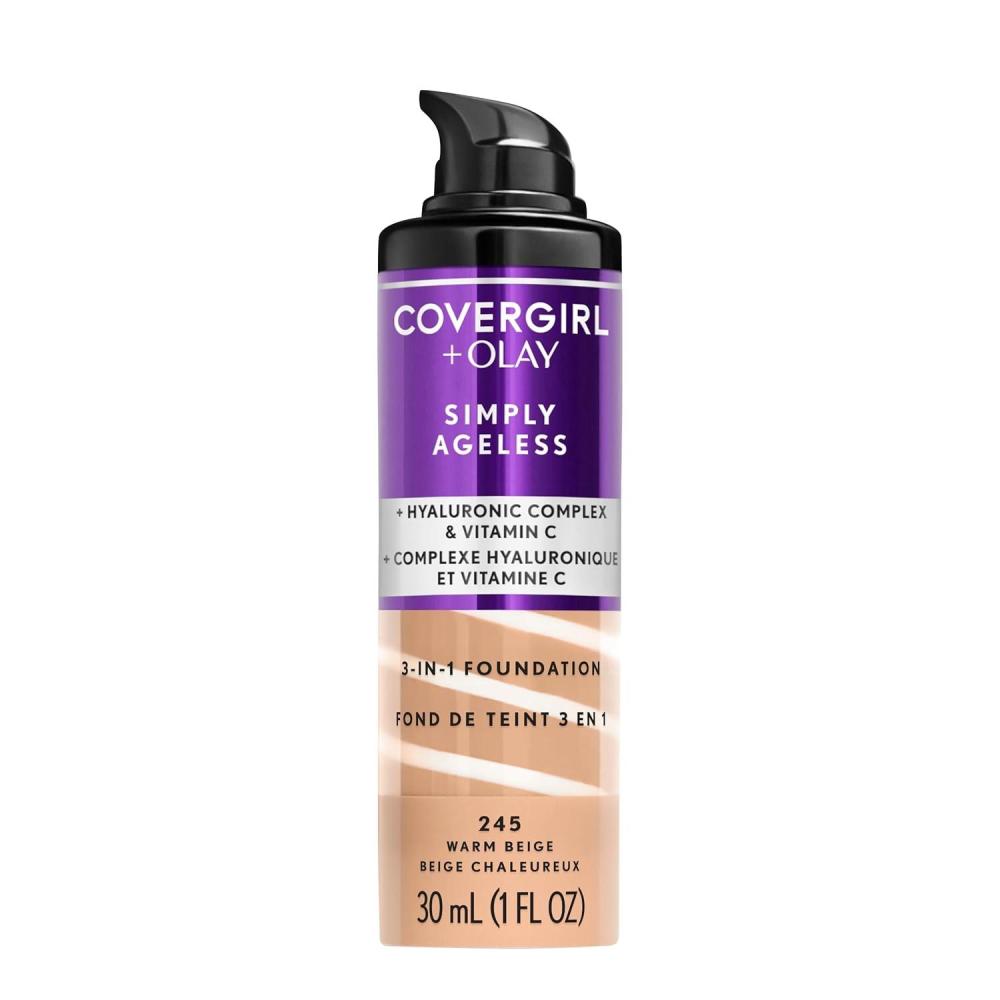 imageCOVERGIRL amp Olay Simply Ageless 3in1 Liquid Foundation Matte Finish Hyaluronic amp Vitamin C Formula 275 Soft Sable 1 Count245 Warm Beige Pack of 1