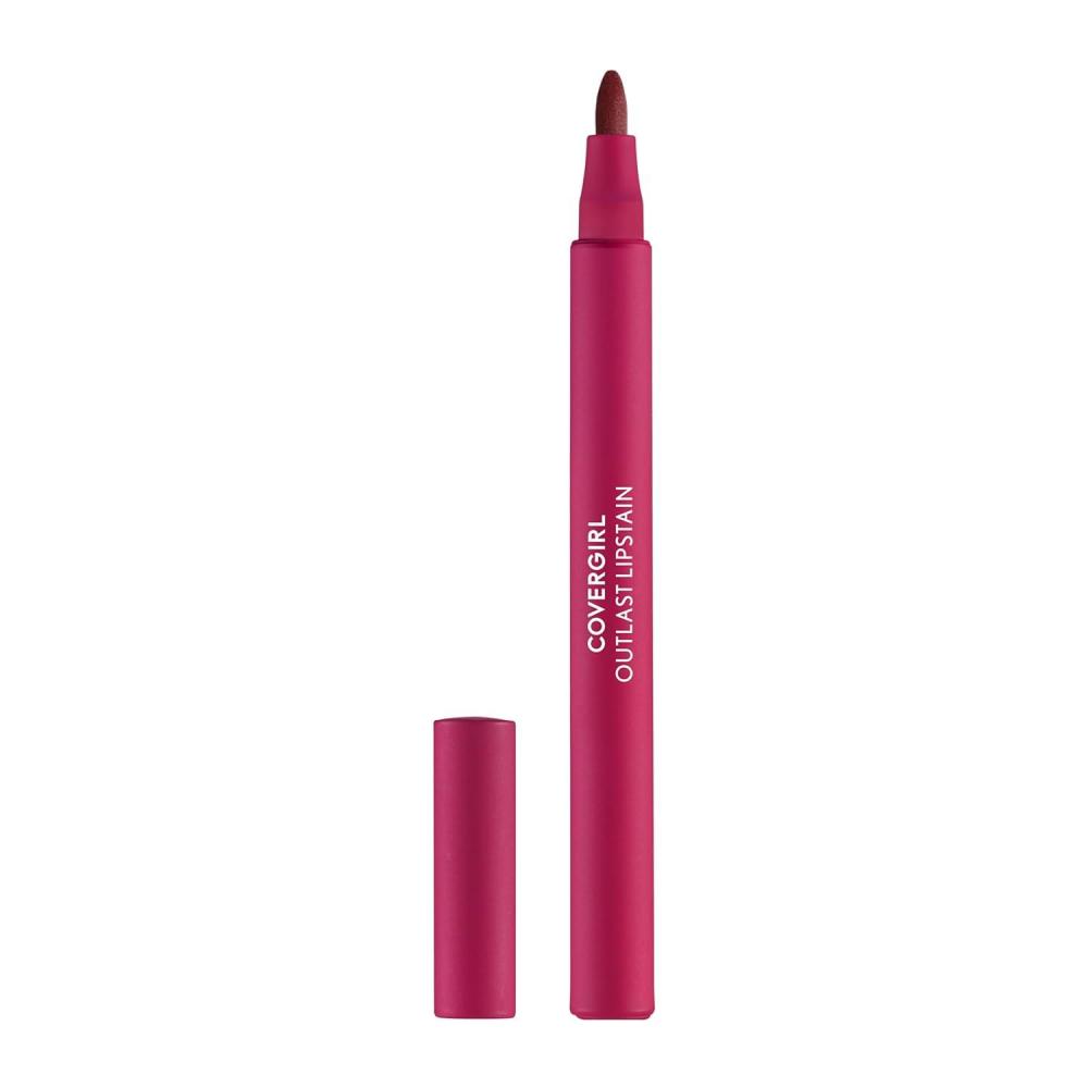 imageCovergirl Outlast 45 Brazen Raisin Lipstain Smooth Application Precise PenLike Tip TransferProof Satin Stained Finish Vegan Formula 006oz50 Heat Wave