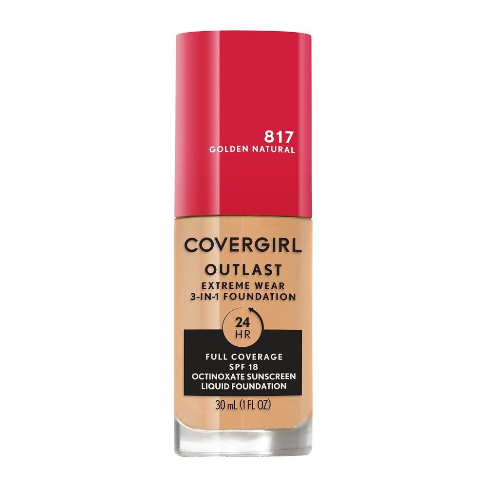 imageCovergirl Outlast Extreme Wear 3in1 Full Coverage Liquid Foundation SPF 18 Sunscreen Fair Ivory 1 Fl OzGolden Natural