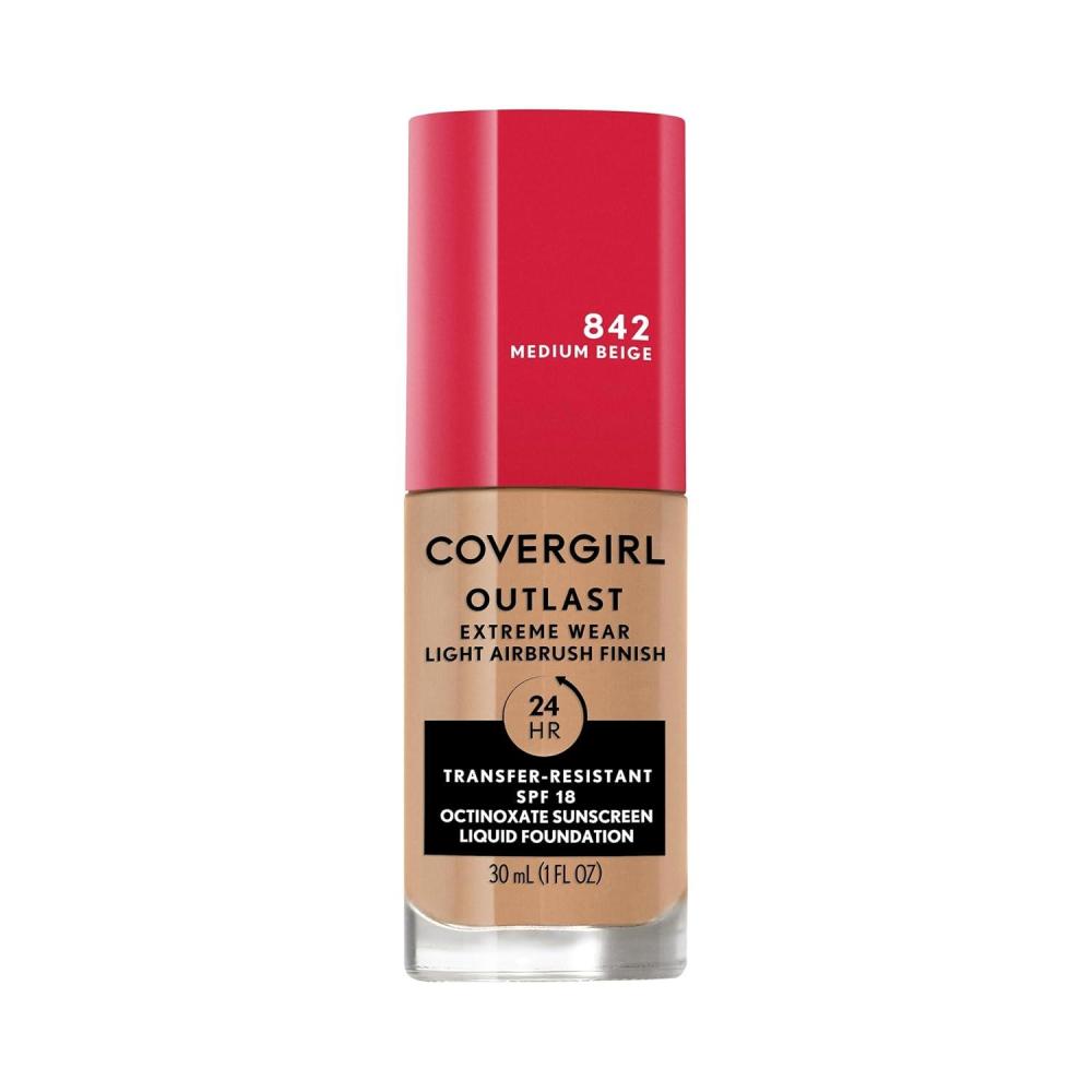 imageCovergirl Outlast Extreme Wear 3in1 Full Coverage Liquid Foundation SPF 18 Sunscreen Fair Ivory 1 Fl OzMedium Beige