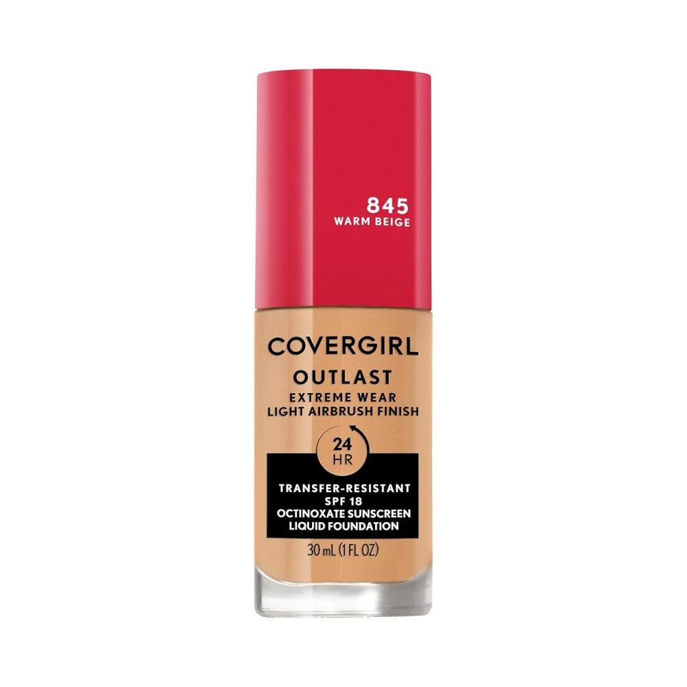 imageCovergirl Outlast Extreme Wear 3in1 Full Coverage Liquid Foundation SPF 18 Sunscreen Fair Ivory 1 Fl OzWarm Beige