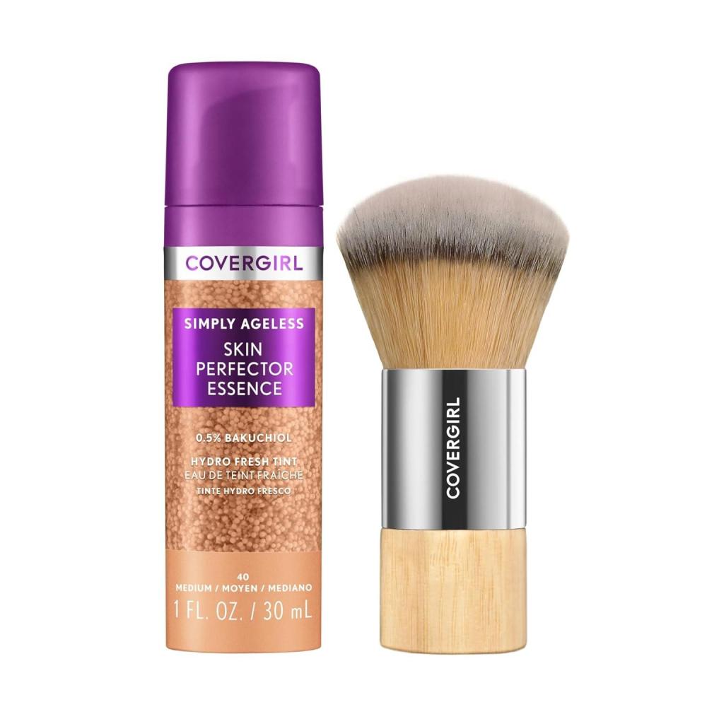 imageCovergirl Simply Ageless Skin Perfector Essence Foundation 75 RichDeep Tinted Skincare Makeup Hybrid Sheer Tint Radiant Finish Glowy Finish Vegan Formula 10ozBundle 40 Medium  Blending Brush