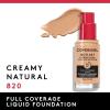 Covergirl Outlast Extreme Wear 3-in-1 Full Coverage Liquid Foundation, SPF 18 Sunscreen, Fair Ivory, 1 Fl. Oz.(Creamy Natural)