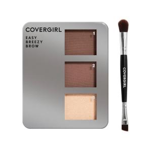COVERGIRL – Easy Breezy Brow Powder Kit, three shades brow definer, professional double-ended angled brush, effortless(Packaging May Vary)(HONEY BROWN)