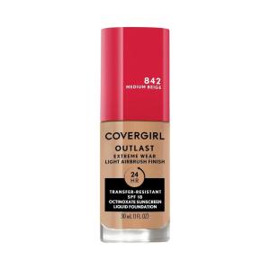 Covergirl Outlast Extreme Wear 3-in-1 Full Coverage Liquid Foundation, SPF 18 Sunscreen, Fair Ivory, 1 Fl. Oz.(Medium Beige)