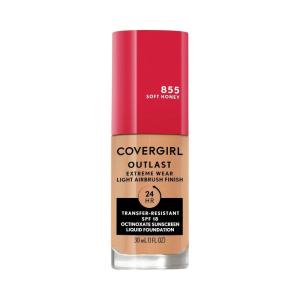 Covergirl Outlast Extreme Wear 3-in-1 Full Coverage Liquid Foundation, SPF 18 Sunscreen, Fair Ivory, 1 Fl. Oz.(Soft Honey)