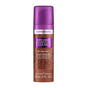 Covergirl Simply Ageless Skin Perfector Essence Foundation, 75 Rich-Deep, Tinted Skincare Makeup Hybrid, Sheer Tint, Radiant Finish, Glowy Finish, Vegan Formula, 1.0oz(70 Rich)