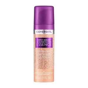 Covergirl Simply Ageless Skin Perfector Essence Foundation, 75 Rich-Deep, Tinted Skincare Makeup Hybrid, Sheer Tint, Radiant Finish, Glowy Finish, Vegan Formula, 1.0oz(30 Light-Medium)