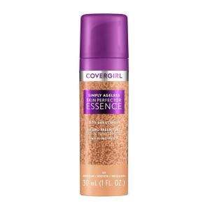 Covergirl Simply Ageless Skin Perfector Essence Foundation, 75 Rich-Deep, Tinted Skincare Makeup Hybrid, Sheer Tint, Radiant Finish, Glowy Finish, Vegan Formula, 1.0oz(40 Medium)