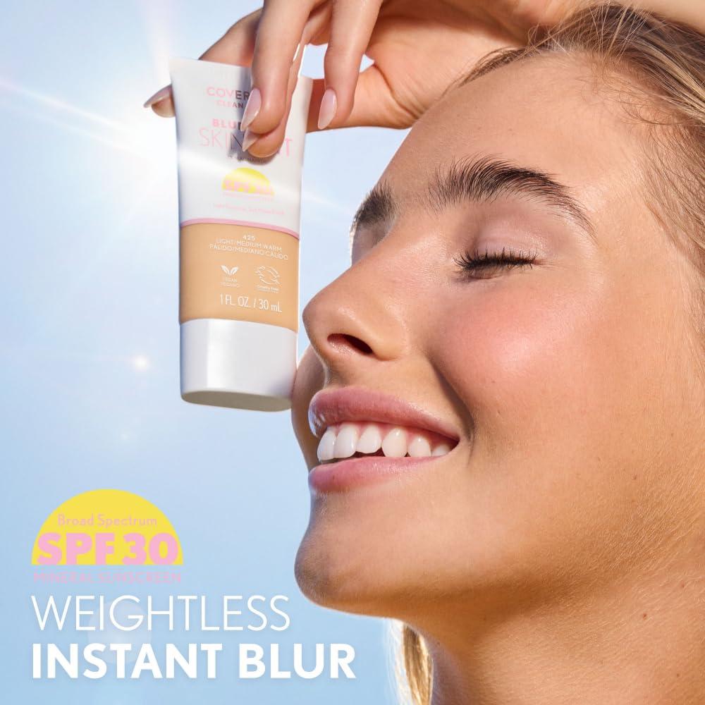 imageCOVERGIRL Clean Fresh Blurring Skin Tint with SPF 30 435 Medium Olive Liquid Foundation Soft Matte Finish Smooths Brightens Blurs Pores Mineral Sunscreen Vegan FormulaSPF 410 Fair Neutral